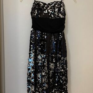 SPEECHLESS | NWT Sequin Dress Silver Black Sequin Strapless